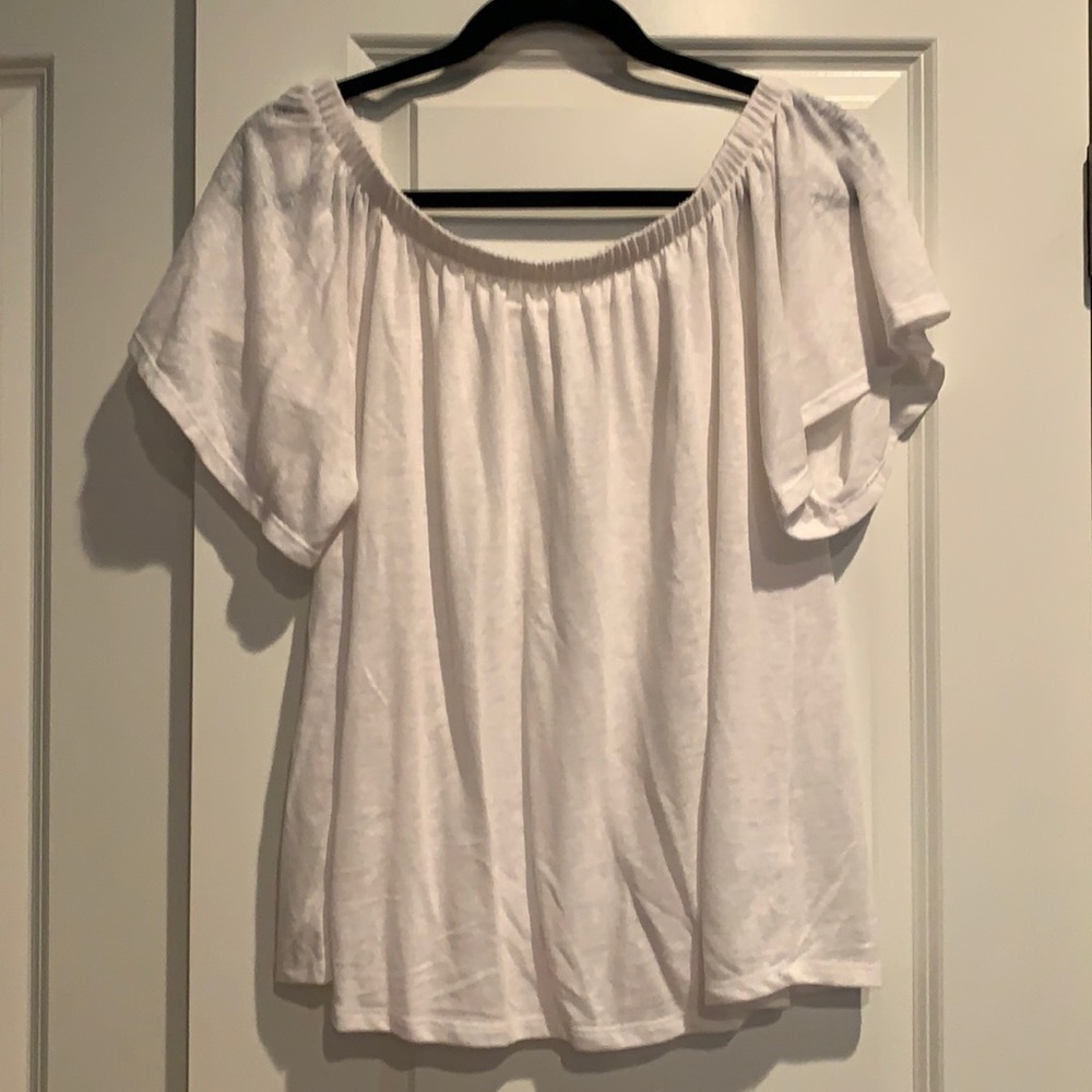 Off-the-shoulder white blouse